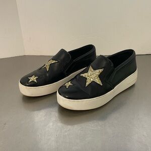Michael Kors Pia Star Black Leather Slip On Shoe Women's Size 7.5